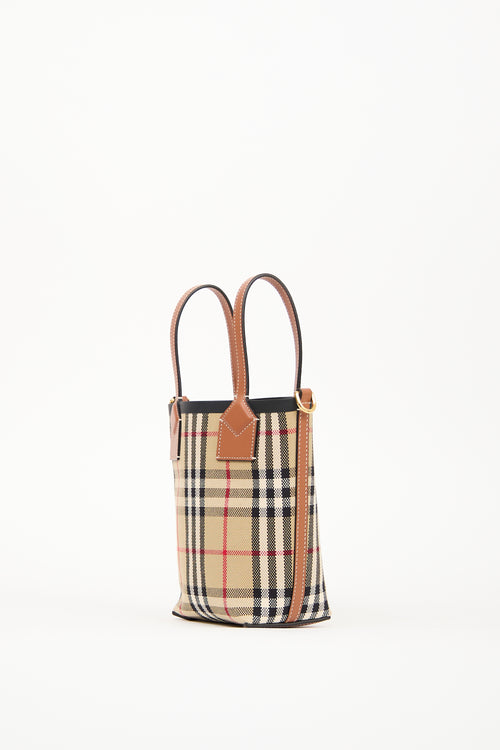 Burberry Brown Vintage Check Mini London Tote Bag