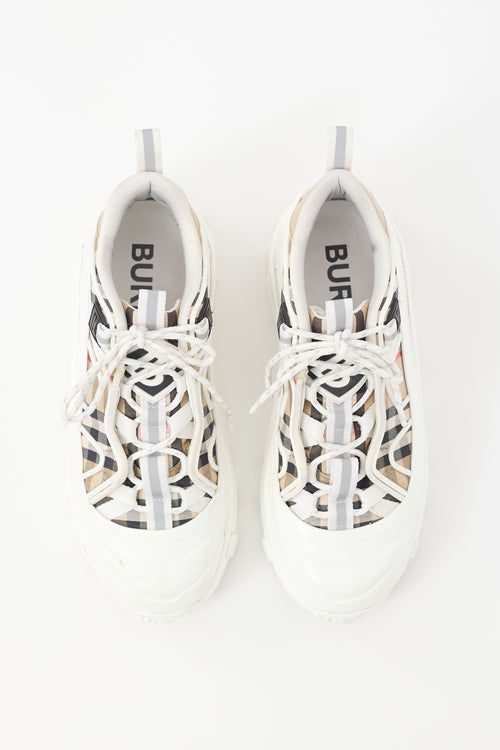 Burberry White 
Beige Nova Check Arthur Sneaker