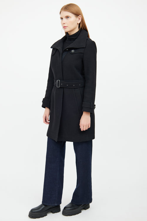 Black Wool Button Up Coat