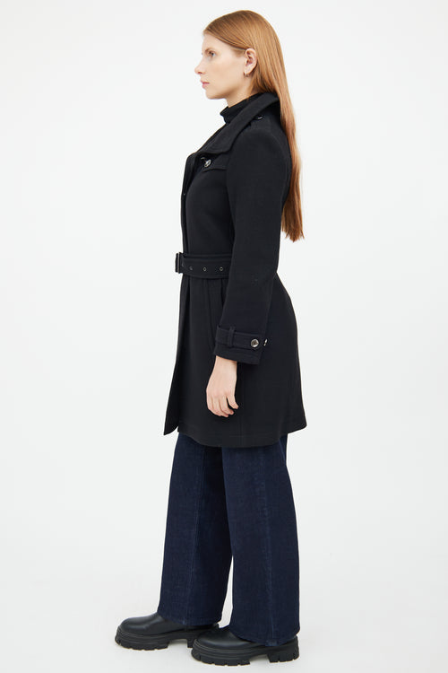 Black Wool Button Up Coat