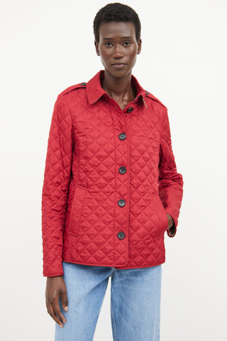 Burberry Red Quilted Utility Jacket