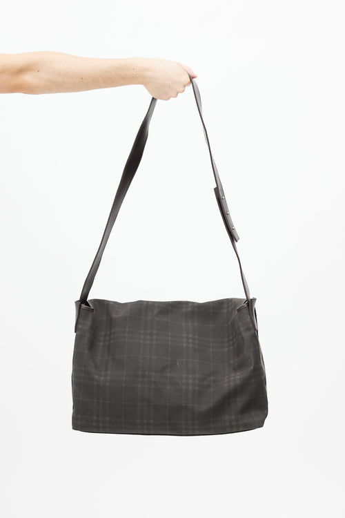 Burberry Brown Check Leather Messenger Bag