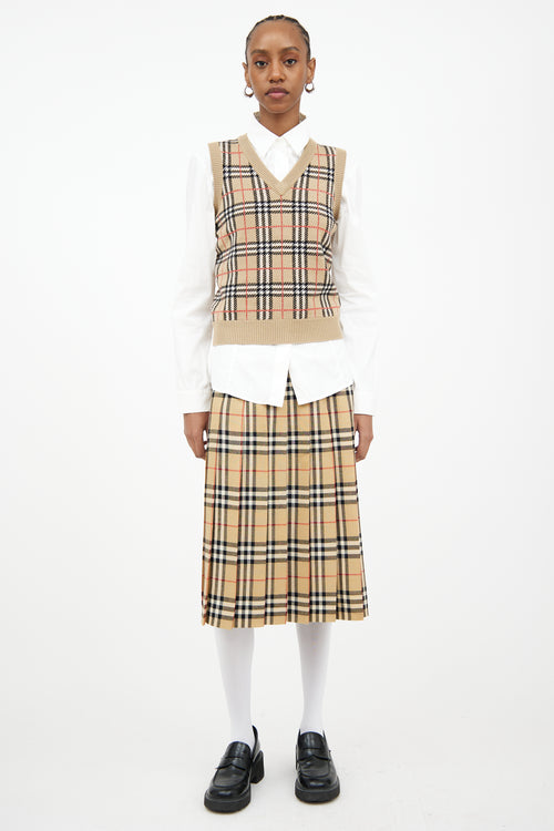 Burberry Beige 
Multi Check Knit Vest