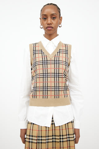 Burberry Beige 
Multi Check Knit Vest