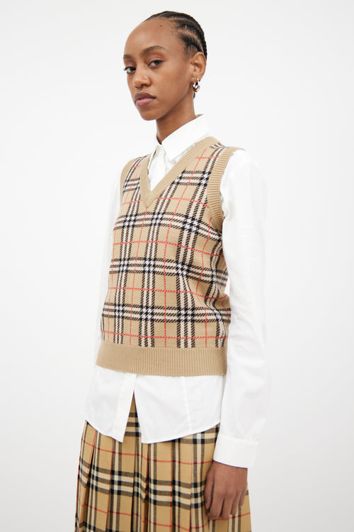 Burberry Beige 
Multi Check Knit Vest