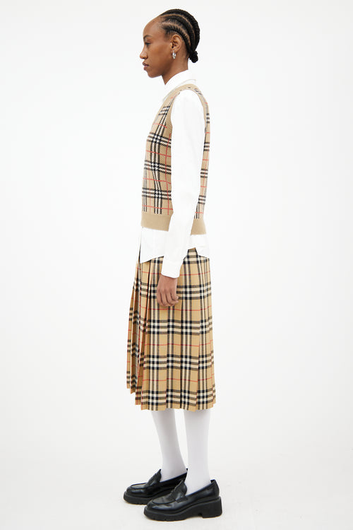 Burberry Beige 
Multi Check Knit Vest