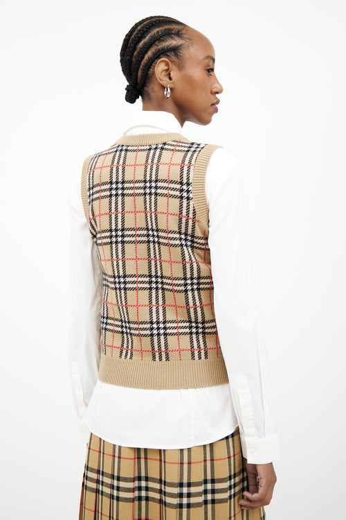 Burberry Beige 
Multi Check Knit Vest