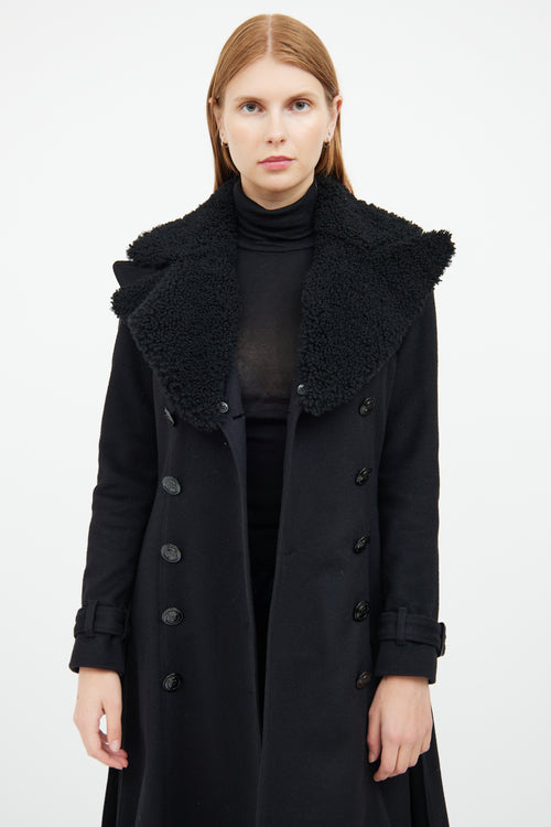 Black Wool Double Breasted Coat