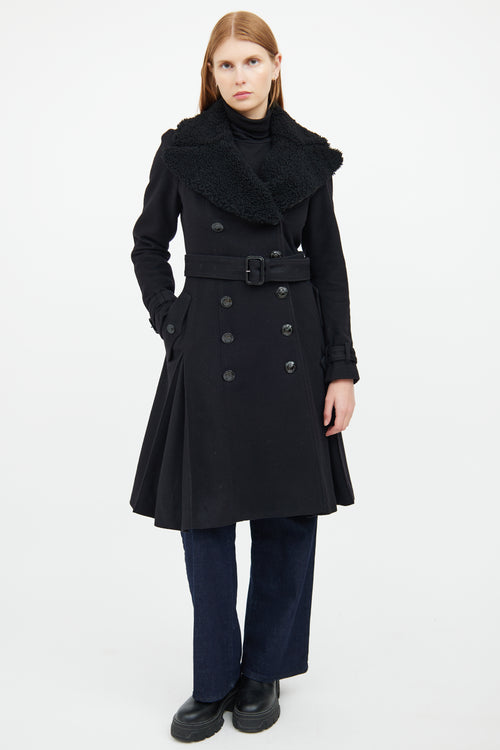 Black Wool Double Breasted Coat