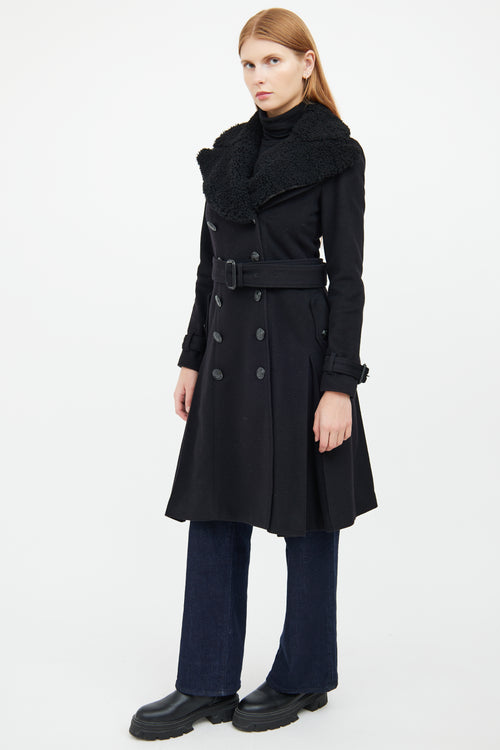 Black Wool Double Breasted Coat