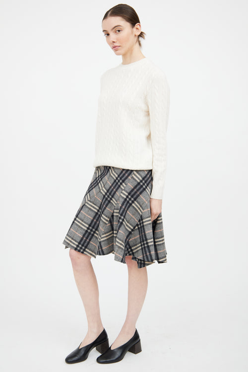 Burberry Grey 
Multi Wool Nova Check Skirt