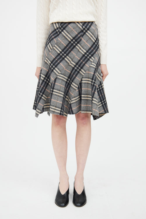 Burberry Grey 
Multi Wool Nova Check Skirt