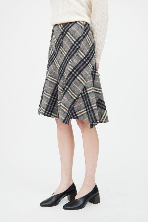 Burberry Grey 
Multi Wool Nova Check Skirt