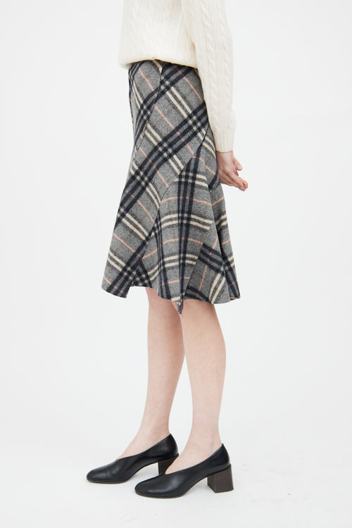 Burberry Grey 
Multi Wool Nova Check Skirt