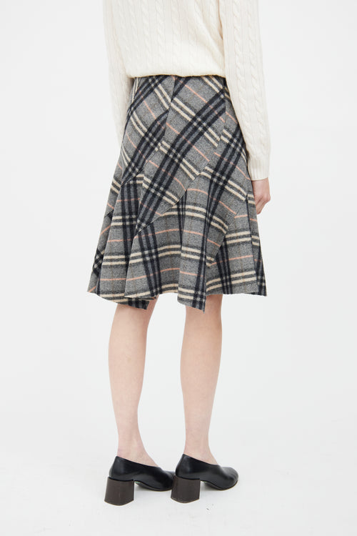 Burberry Grey 
Multi Wool Nova Check Skirt