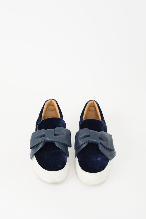 Buscemi Navy Velvet 
Leather Bow Slip On Sneaker