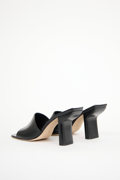 By Far Black Leather Liliana Mule