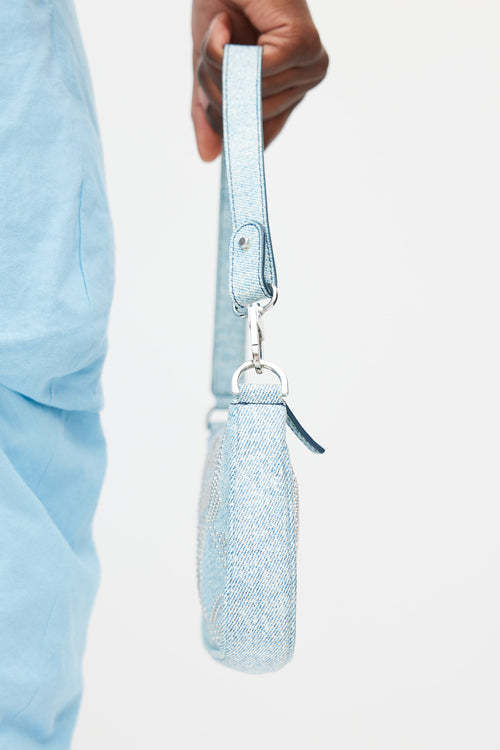 By Far Light Blue 
Silver Studded Denim Rachel Bag