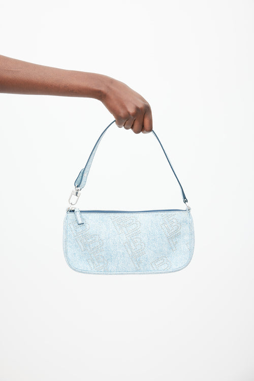 By Far Light Blue 
Silver Studded Denim Rachel Bag