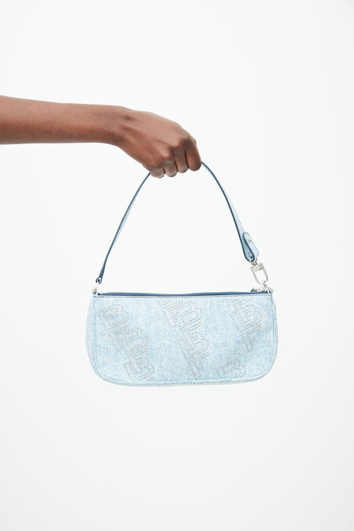 By Far Light Blue 
Silver Studded Denim Rachel Bag