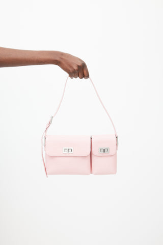 By Far Pink Textured Leather Billy Bag