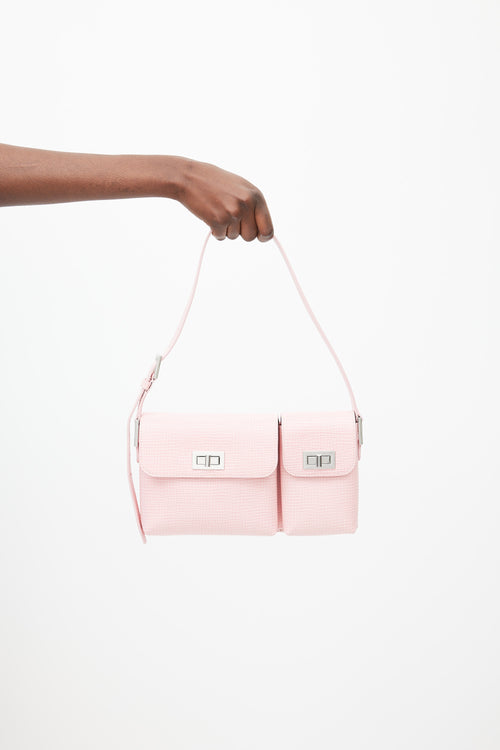 By Far Pink Textured Leather Billy Bag