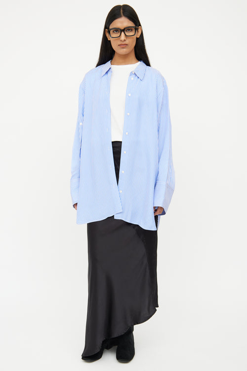 By Malene Birger Blue Stripe Button Up Top