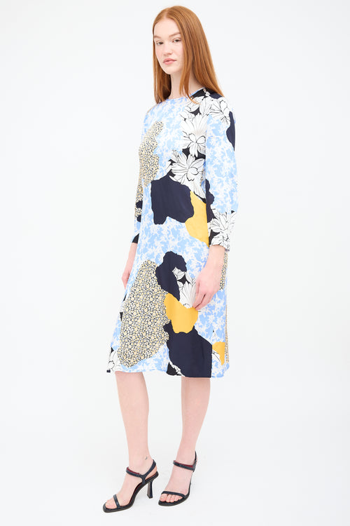 By Malene Birger Blue 
Yellow Abstract Floral Sofya Dress