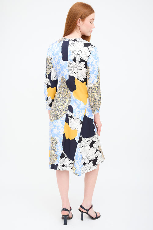 By Malene Birger Blue 
Yellow Abstract Floral Sofya Dress