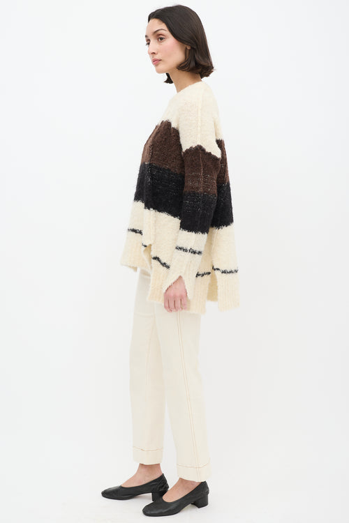 By Malene Birger Cream 
Multi Wool Knit Colourblock Sweater