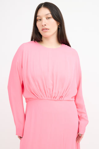 By Malene Birger Pink Azolla Pleated Waist Dress