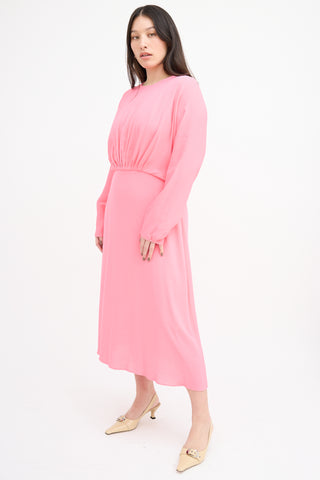 By Malene Birger Pink Azolla Pleated Waist Dress