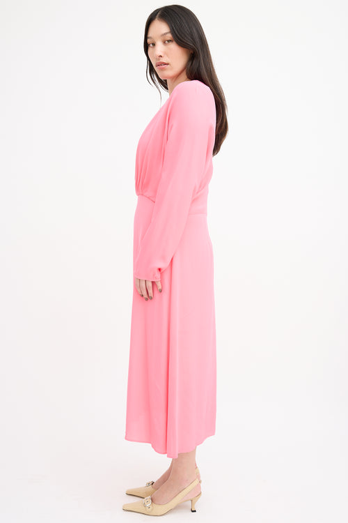 By Malene Birger Pink Azolla Pleated Waist Dress