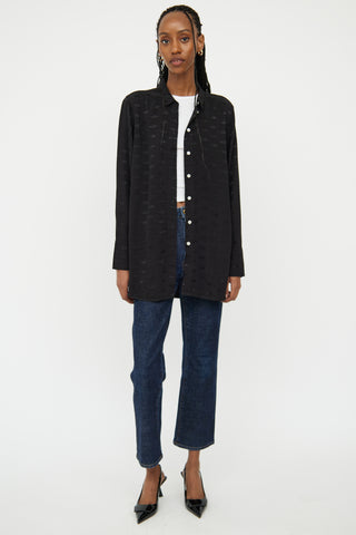 By Malene Birger Black Lip Detail Button Up Top