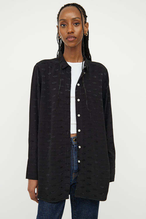 By Malene Birger Black Lip Detail Button Up Top