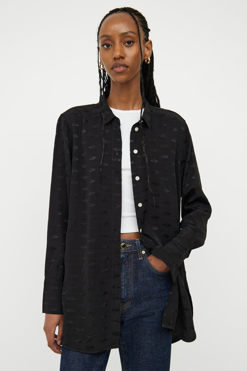 By Malene Birger Black Lip Detail Button Up Top