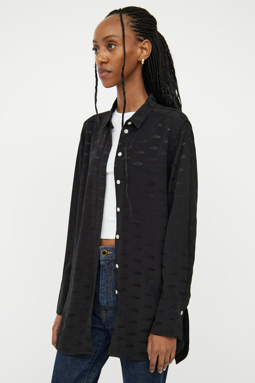 By Malene Birger Black Lip Detail Button Up Top