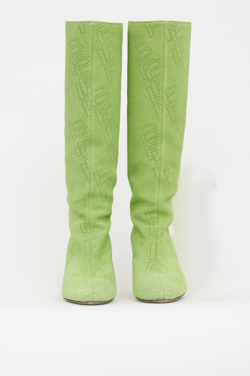 By Far Lime Green Suede Stevie 42 Boot