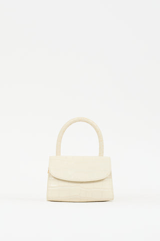 By Far Cream Embossed Leather Mini Bag