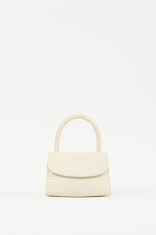 By Far Cream Embossed Leather Mini Bag