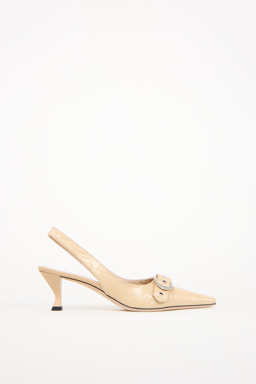 By Far Beige Leather Slingback Heel