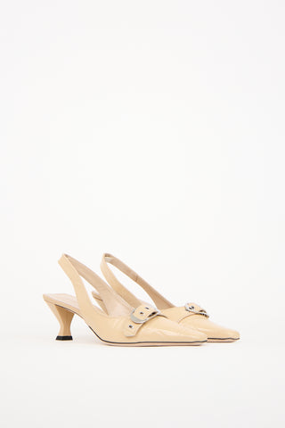 By Far Beige Leather Slingback Heel