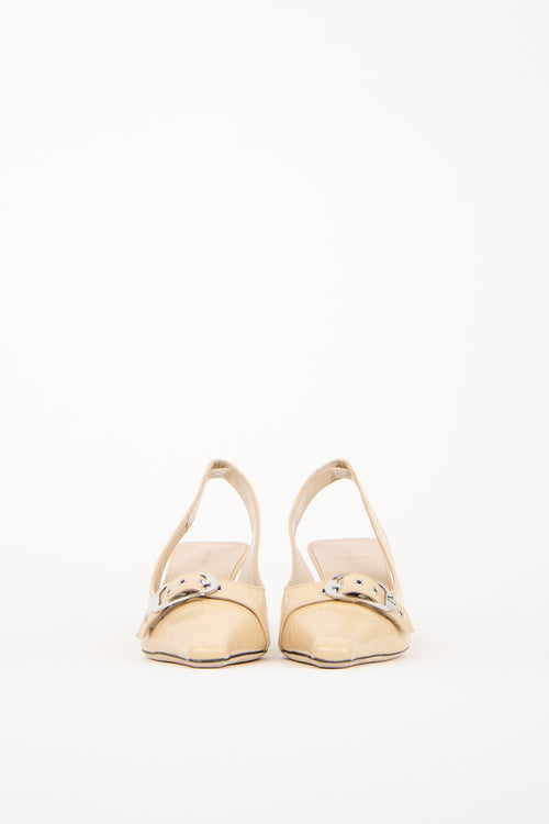 By Far Beige Leather Slingback Heel