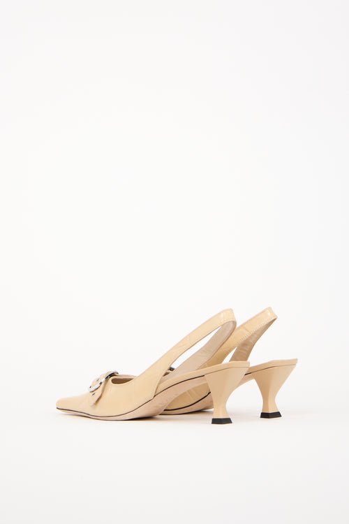 By Far Beige Leather Slingback Heel