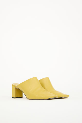 By Far Yellow Leather Heeled Mule