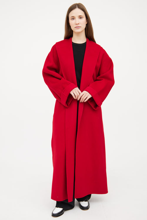 By Malene Birger Red Wool Tie Coat