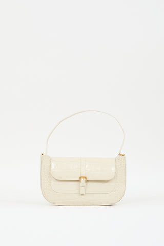 By Far Cream Embossed Leather Miranda Bag