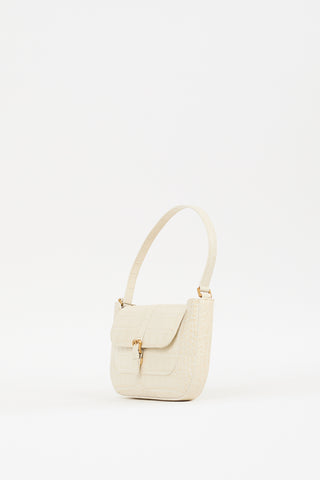 By Far Cream Embossed Leather Miranda Bag