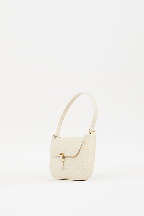 By Far Cream Embossed Leather Miranda Bag