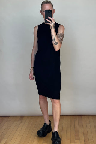 Black Mock Neck Sleeveless Midi Dress